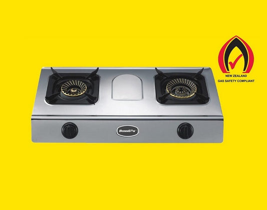 Local Kiwi Deals Kitchen Appliances RUBBER HOSE Double Burner Auto Ignition Stainless Steel Panel Gas Stove  2-01SRBP-1