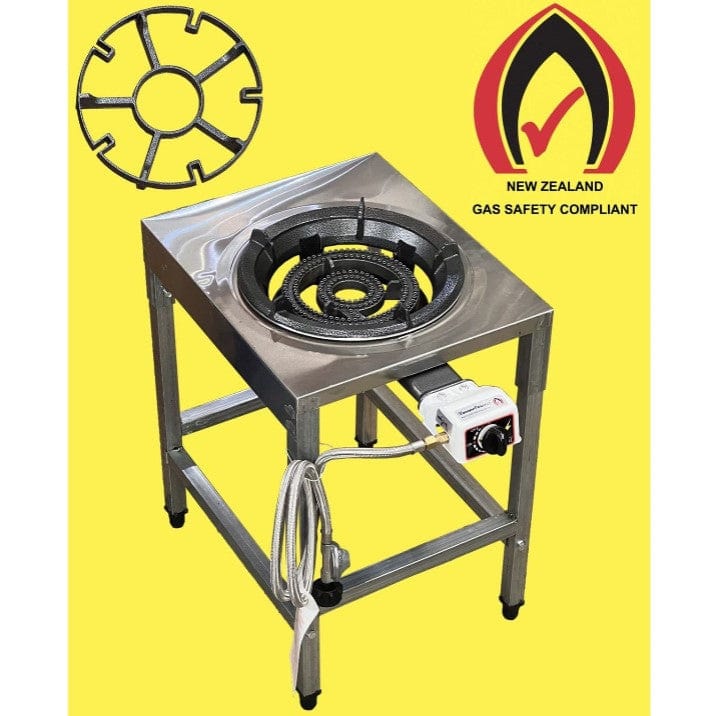 Local Kiwi Deals Kitchen Appliances SILVER Burner on Stand LARGE Wok Gas Cooker 1 Gas Stove with steel hose