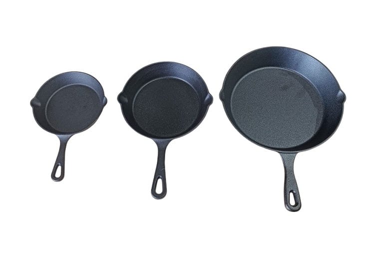 Local Kiwi Deals Kitchen & Dining Full Set of 3 Cast Iron Frying Pan