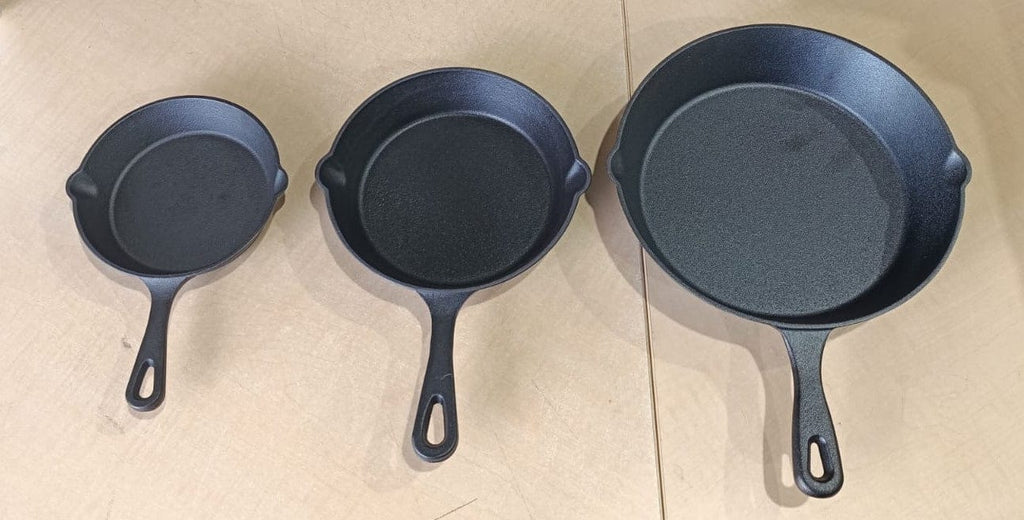 Local Kiwi Deals Kitchen & Dining Full Set of 3 Cast Iron Frying Pan