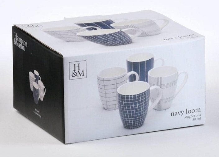 Local Kiwi Deals Kitchen & Dining Hampton & Mason Loom Navy Coffee Mugs 300ml 4pk