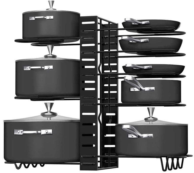 Local Kiwi Deals KITCHEN ORGANISERS 8-Tier Pot Rack Organiser - Black