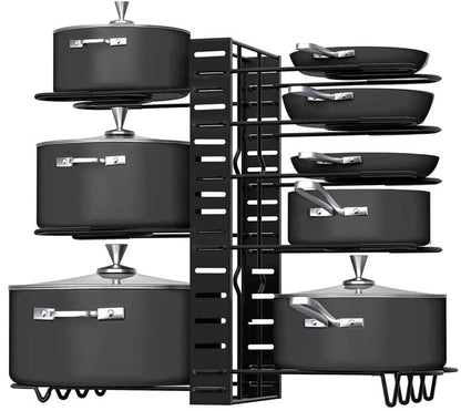 Local Kiwi Deals KITCHEN ORGANISERS 8-Tier Pot Rack Organiser - Black