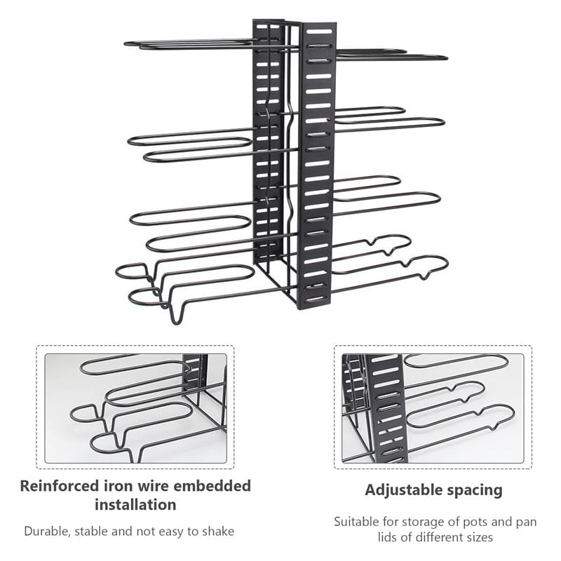Local Kiwi Deals KITCHEN ORGANISERS 8-Tier Pot Rack Organiser - Black