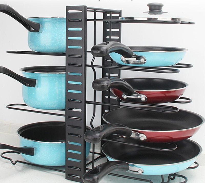 Local Kiwi Deals KITCHEN ORGANISERS 8-Tier Pot Rack Organiser - Black