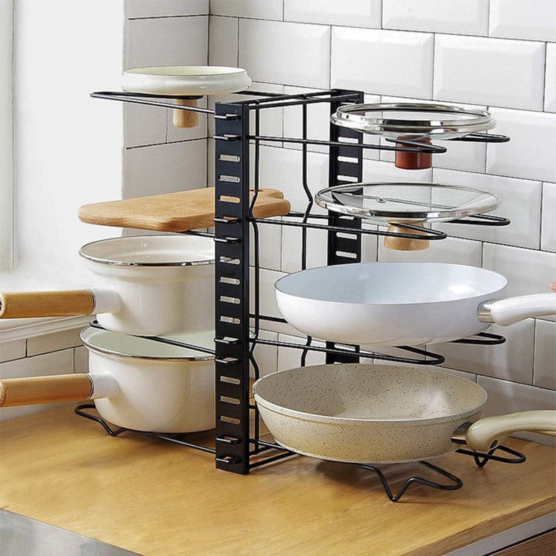 Local Kiwi Deals KITCHEN ORGANISERS 8-Tier Pot Rack Organiser - Black