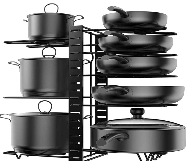 Local Kiwi Deals KITCHEN ORGANISERS 8-Tier Pot Rack Organiser - Black