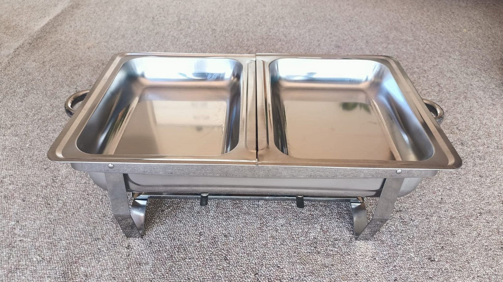 Local Kiwi Deals KITCHEN ORGANISERS DOUBLE CHAFING DISH FOOD WARMER STAINLESS STEEL HEAVY GUAGE 9.5L SINGLE & DOUBLE