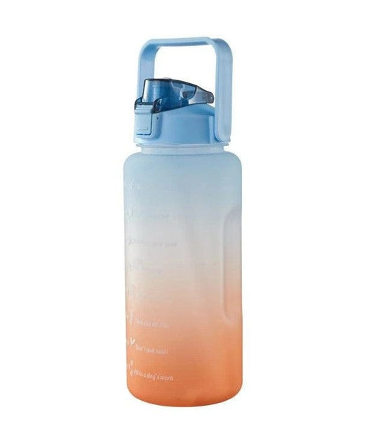 Local Kiwi Deals Large Capacity Portable Straw Water Bottle 2000ml - Blue & Orange