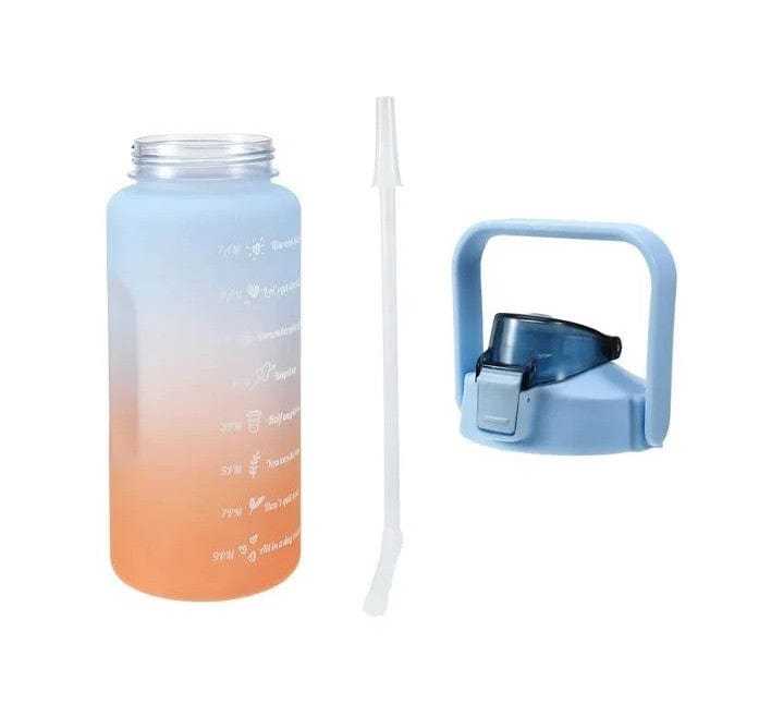 Local Kiwi Deals Large Capacity Portable Straw Water Bottle 2000ml - Blue & Orange