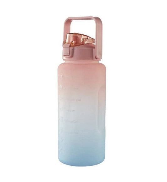 Local Kiwi Deals Large Capacity Portable Straw Water Bottle 2000ml - Pink & Blue