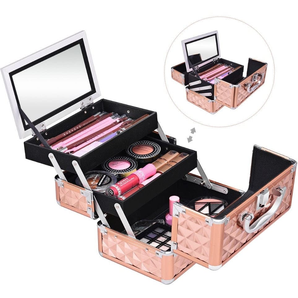 Local Kiwi Deals Local Kiwi Deals Default Portable Makeup Organizer Cosmetic Case Professional Cosmetic Box With Mirror