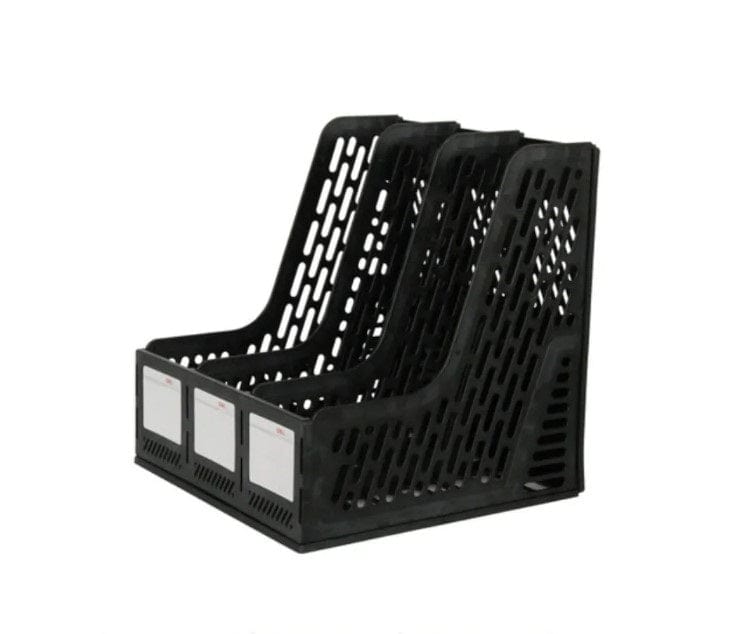 Local Kiwi Deals Magazine / File Holder 3 Compartments Plastic Basket Black