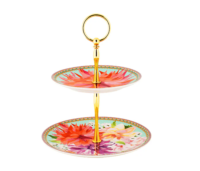 Local Kiwi Deals Maxwell & Williams: Teas & C's Dahila Daze 2 Tiered Cake Stand - Sky