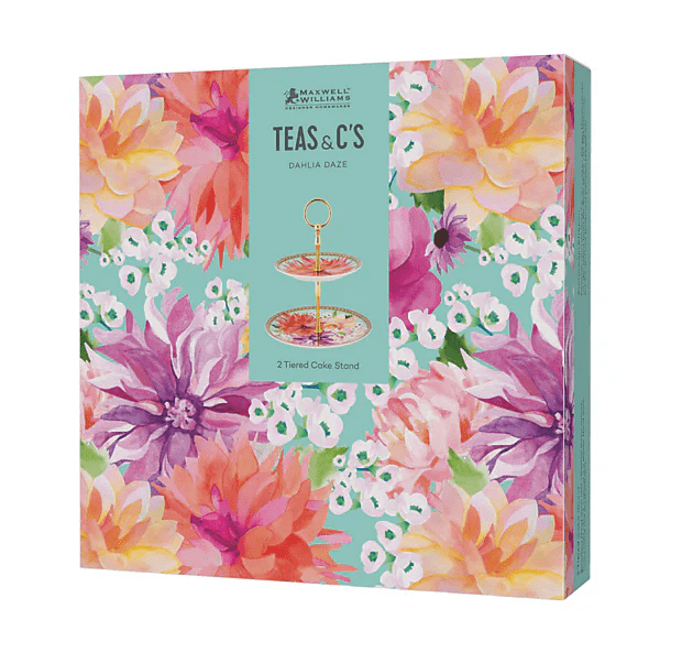 Local Kiwi Deals Maxwell & Williams: Teas & C's Dahila Daze 2 Tiered Cake Stand - Sky