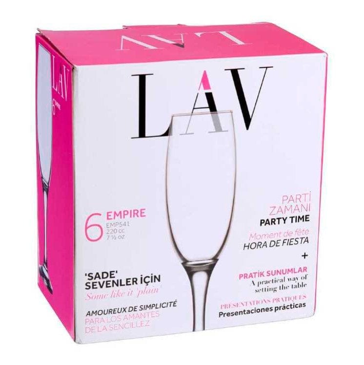 Local Kiwi Deals Mix Items Lav Empire Set of 6 Flute Glass Clear 220 mL