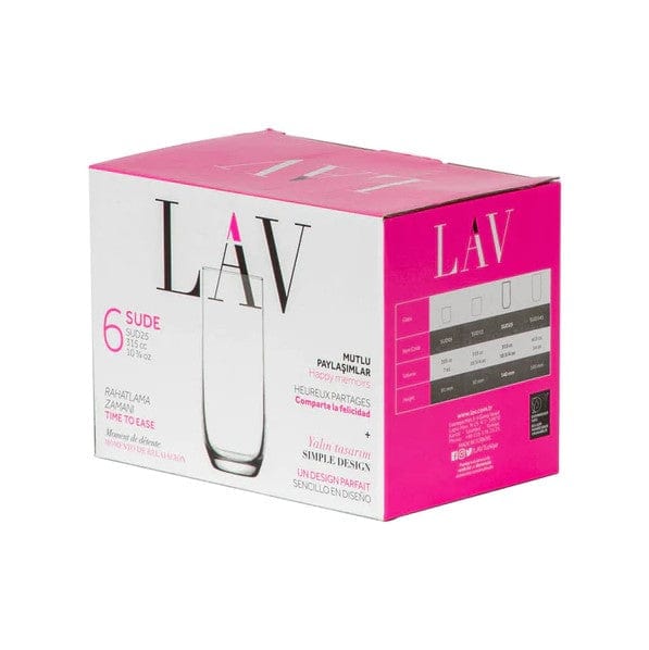 Local Kiwi Deals Mix Items LAV Sude Highball Glasses - Set of 6 Clear 315 mL