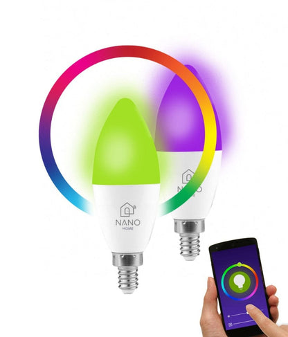 Local Kiwi Deals Nanohome Colour / Warm & Cool C37 5W E14 Smart Light Bulb (10 PACK)