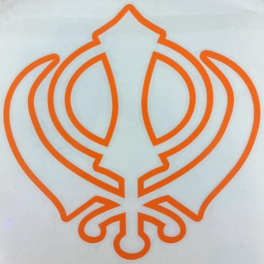 Local Kiwi Deals Orange Sikh Religious Symbol Logo Stickers Khanda