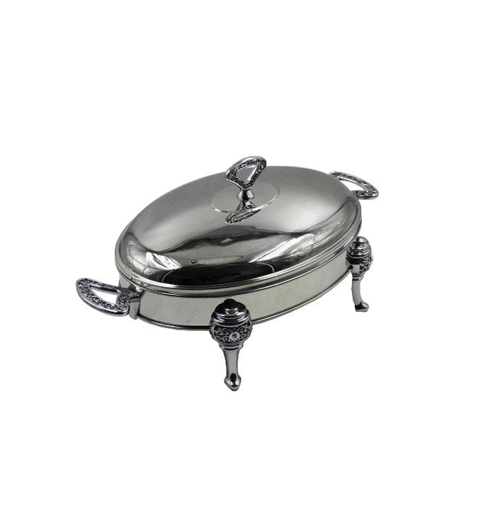 Local Kiwi Deals Oval Chafing Dish Glass Container With 18/10 Stainless Steel Body With Lid 3L