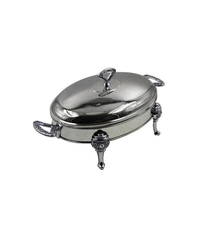 Local Kiwi Deals Oval Chafing Dish Glass Container With 18/10 Stainless Steel Body With Lid 3L