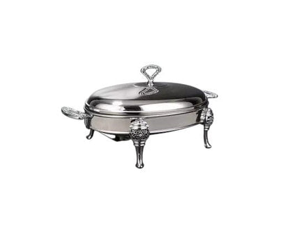Local Kiwi Deals Oval Chafing Dish Glass Container With 18/10 Stainless Steel Body With Lid 3L
