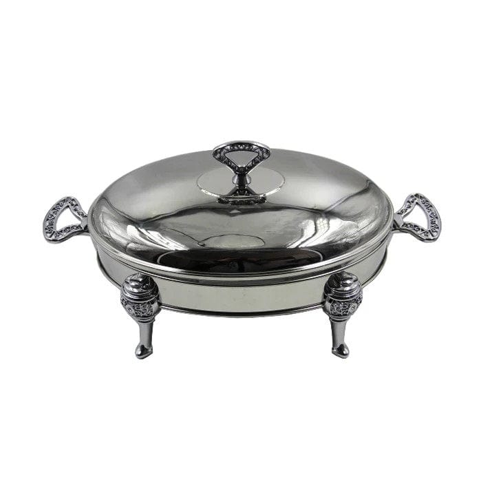 Local Kiwi Deals Oval Chafing Dish Glass Container With 18/10 Stainless Steel Body With Lid 3L