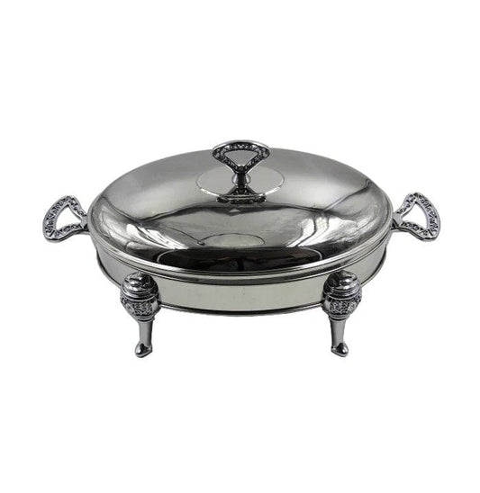 Local Kiwi Deals Oval Chafing Dish Glass Container With 18/10 Stainless Steel Body With Lid 3L