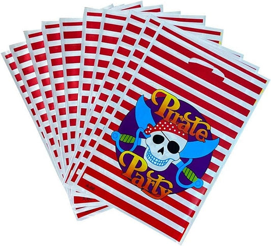 Local Kiwi Deals Pirate Party Red and White Stripe Treat Bags 8pcs