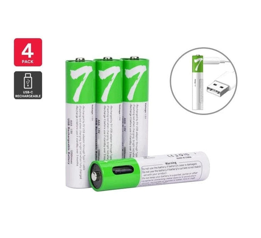 Local Kiwi Deals Rechargeable Lithium-Ion AAA Batteries (4 Pack) 400mAh 1.5V USB-C