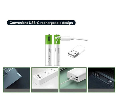 Local Kiwi Deals Rechargeable Lithium-Ion AAA Batteries (4 Pack) 400mAh 1.5V USB-C