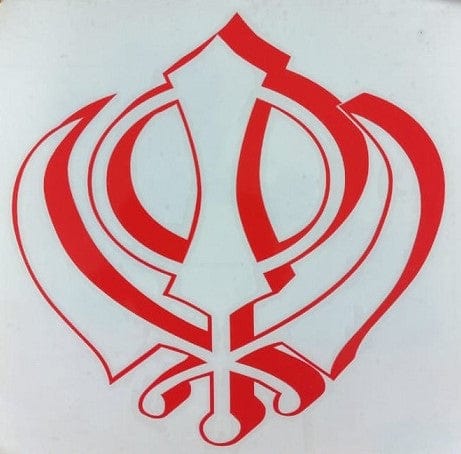 Local Kiwi Deals Red Sikh Religious Symbol Logo Stickers Khanda
