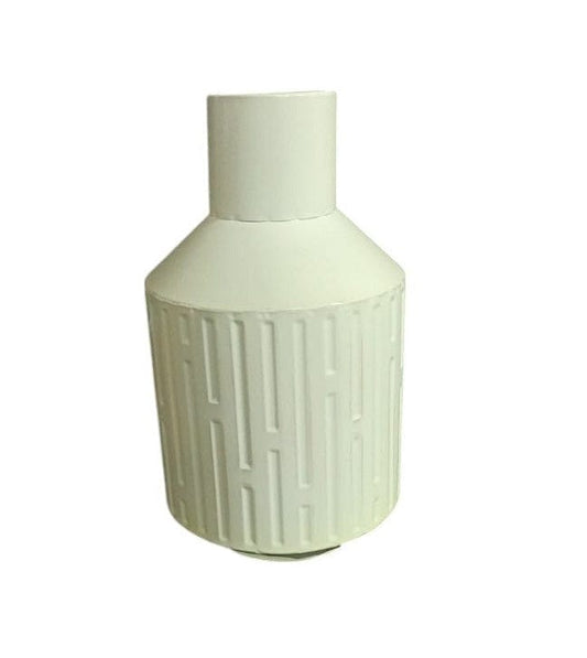 Local Kiwi Deals Retro Style Tin Metal Cream Textured Round Tabletop Vase Medium - 28x16cm