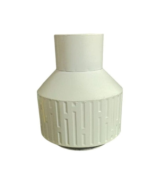 Local Kiwi Deals Retro Style Tin Metal Cream Textured Round Tabletop Vase Small - 23x19cm