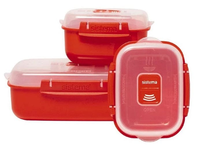 Local Kiwi Deals Sistema Microwave Heat & Eat Food Containers 3 Pack Red