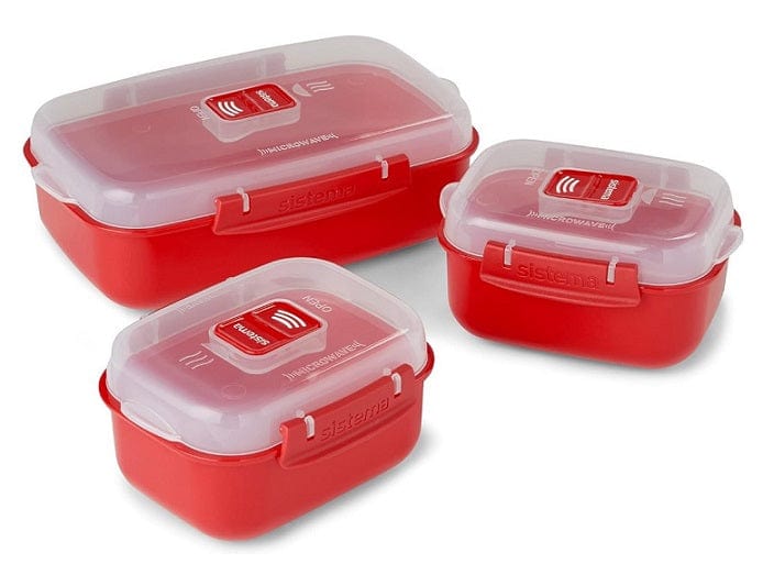Local Kiwi Deals Sistema Microwave Heat & Eat Food Containers 3 Pack Red