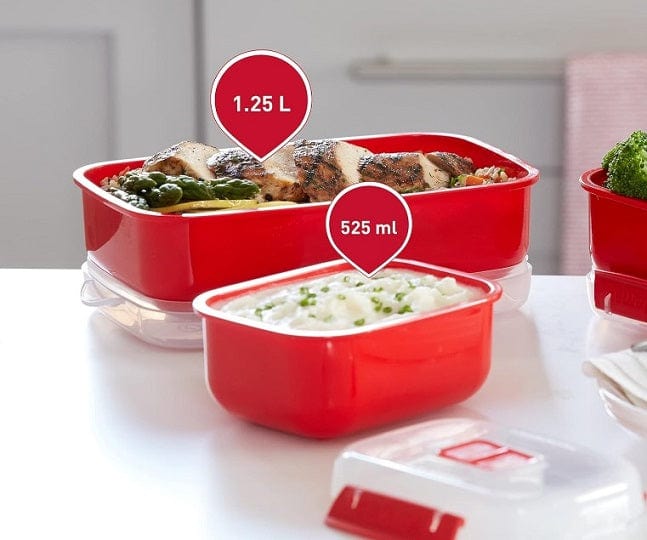 Local Kiwi Deals Sistema Microwave Heat & Eat Food Containers 3 Pack Red