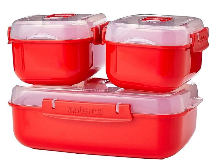 Local Kiwi Deals Sistema Microwave Heat & Eat Food Containers 3 Pack Red