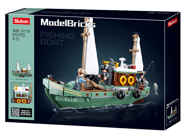 Local Kiwi Deals Sluban Model Bricks Fishing boat 610pcs M38-B1119