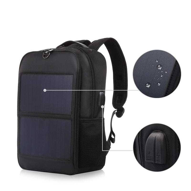 Local Kiwi Deals SOLAR PANEL Outdoor Solar Charging Backpack - Black