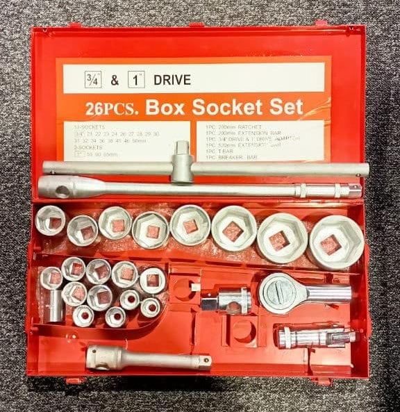 Local Kiwi Deals Tools 27pcs 3/4" - 1" Drive Socket Wrench Jumbo Set Metric 6 Point