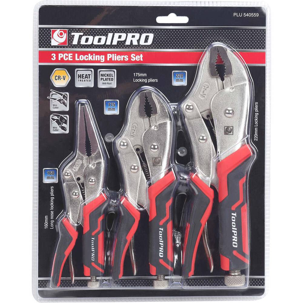 Local Kiwi Deals Tools ToolPRO Locking Plier Set 3 Piece