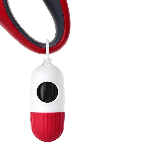 Local Kiwi Deals TwoEar: Retractable Dog Leash with Dispenser and Poop Bags - Red