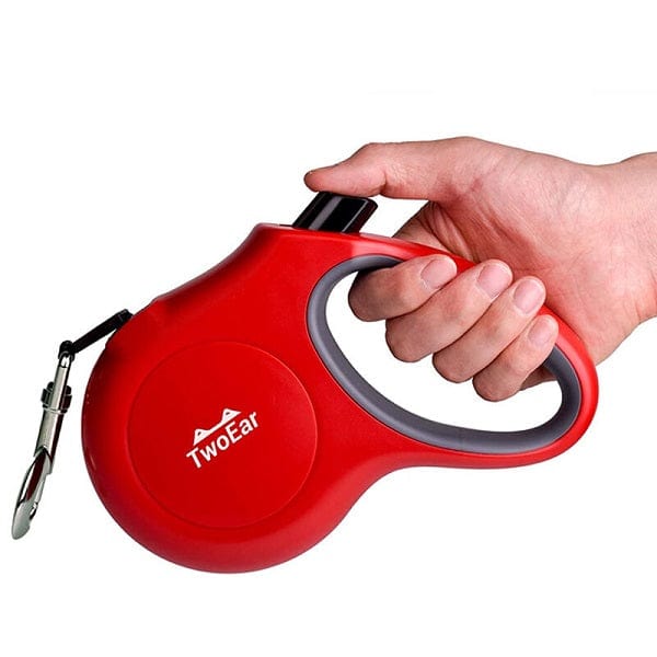 Local Kiwi Deals TwoEar: Retractable Dog Leash with Dispenser and Poop Bags - Red