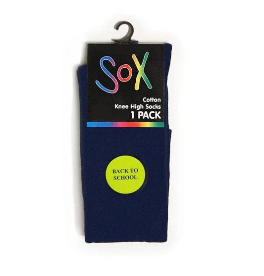 Local Kiwi Deals UK 7-11 - NAVY SOX Cotton Knee High Socks - Girls 1 Pack ASSORTED