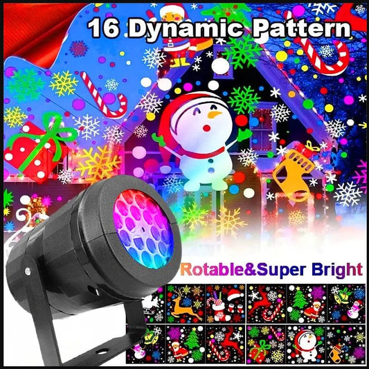 Local Kiwi Deals USB-Powered Rotating 16 Pattern LED Projection Light - Snowflake, Christmas