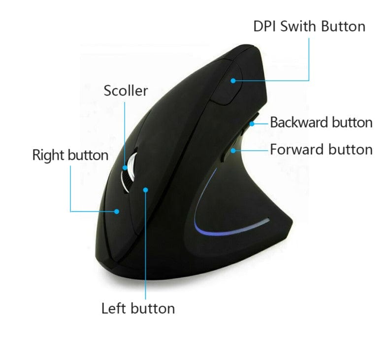 Local Kiwi Deals Vertical Wireless Ergonomic Optical Mouse - Black