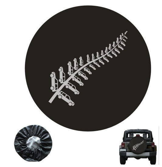 Local Kiwi Deals VINYL LEATHER SPARE WHEEL COVER FERN BLACK 15 inch