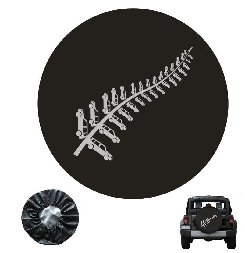 Local Kiwi Deals VINYL LEATHER SPARE WHEEL COVER FERN BLACK 16 inch