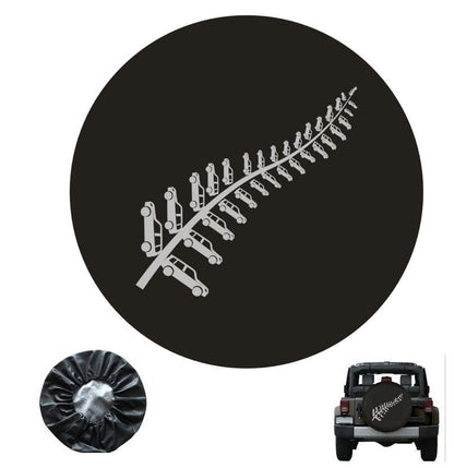 Local Kiwi Deals VINYL LEATHER SPARE WHEEL COVER FERN BLACK 16 inch